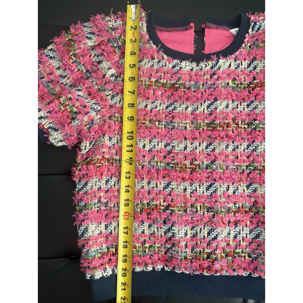 Women's NWT LUREX TWEED RIB CONTRAST Top sz small -pink & blue - Picture 7 of 10